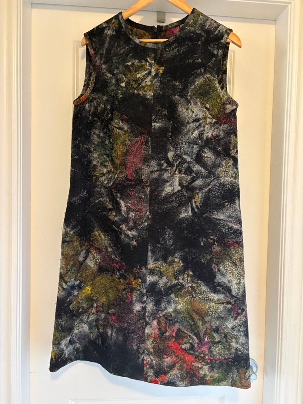 Sleeveless Black Multi-Color A-Line Dress